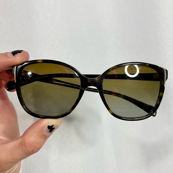 Prada | (SPR010) conceptual black/brown polarized green-tinted sunglasses & case - Picture 1 of 7